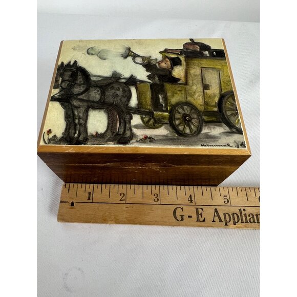 VTG Hummel Wood Music Box Edelweiss Swiss Movement The Mail is Here - Picture 9 of 9